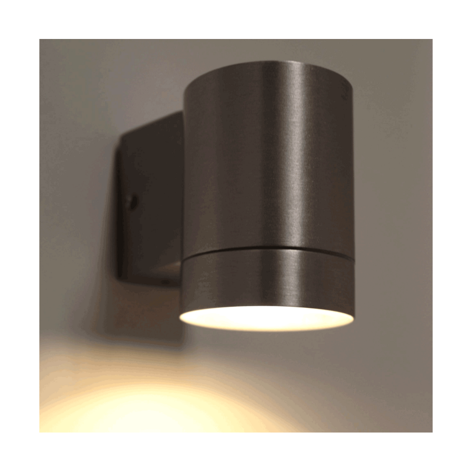 Applique extérieure Alu down - inox brossé avec ampoule GU10