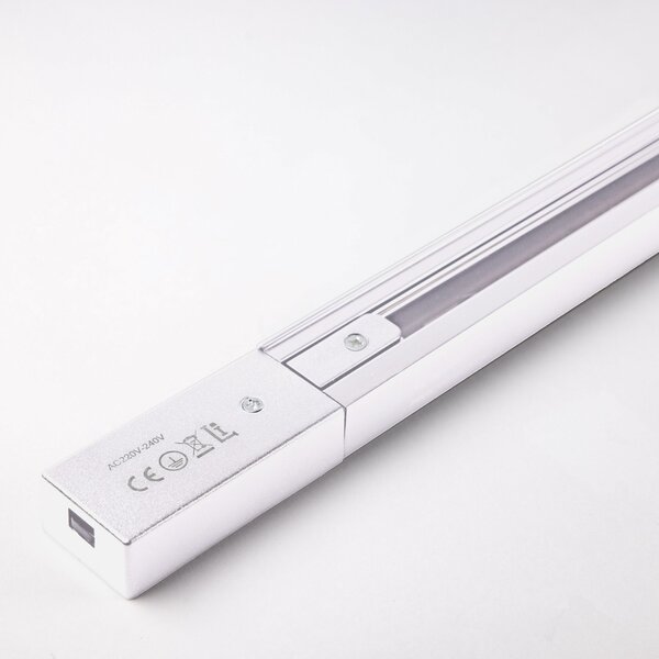 Rail monophasé connectable de 75 cm avec connecteur et embout - Blanc Rail monophasé connectable de 75 cm avec connecteur et embout - Blanc