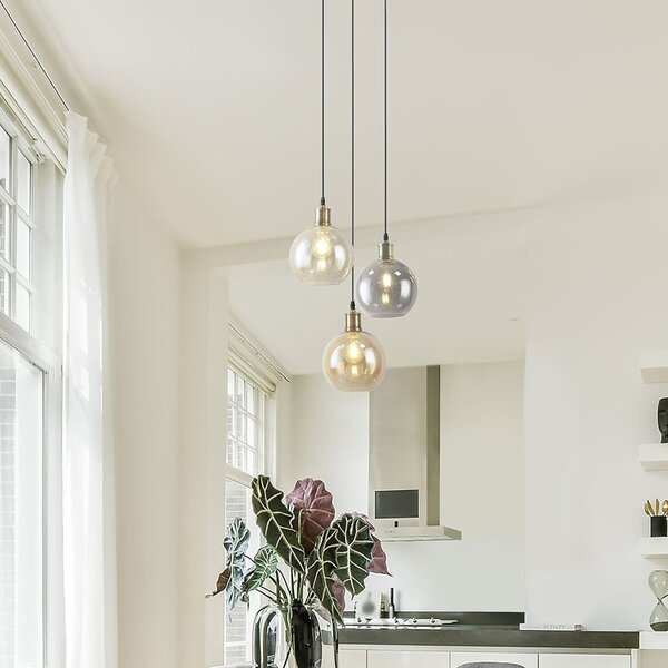 Suspension 3 lumières avec verre de différentes couleurs - Loiza Suspension 3 lumières avec verre de différentes couleurs - Loiza