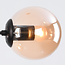 Lampe suspendue design cadre noir et globes en verre ambré - Hepta
