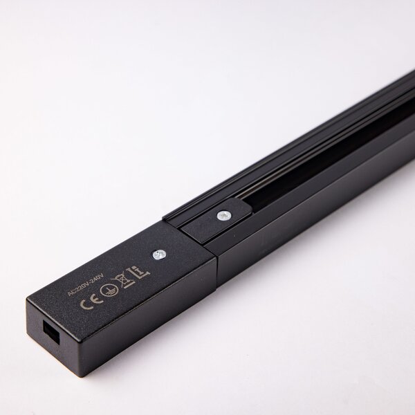 Rail monophasé connectable de 75 cm avec connecteur et embout - noir Rail monophasé connectable de 75 cm avec connecteur et embout - noir