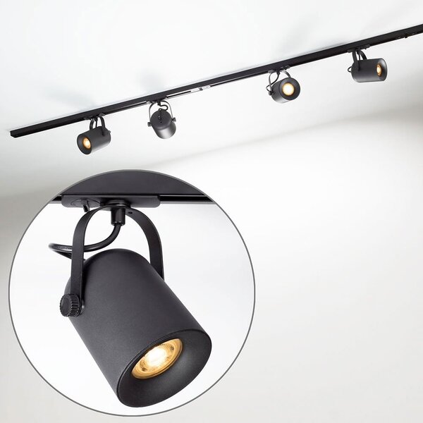 Kit rail monophasé de 1,5 mètre et spots Julien, noir