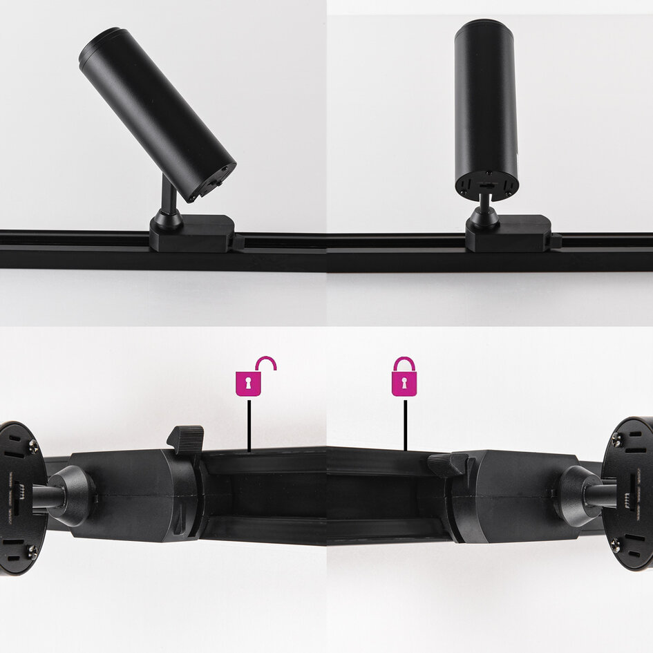 Spot sur rail monophasé 12W angle d'éclairage et température de couleur réglables - Jolie