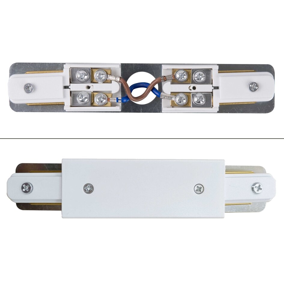 Bloc d’alimentation double pour raccordement central de rail monophasé, blanc