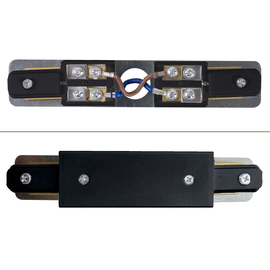 Connecteur droit double face pour rail monophasé - noir