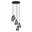 Suspension design 5 lumières Boise - noir et verre fumé