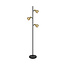 Lampadaire moderne Fayette 3 lumières en doré sable et verre ambré