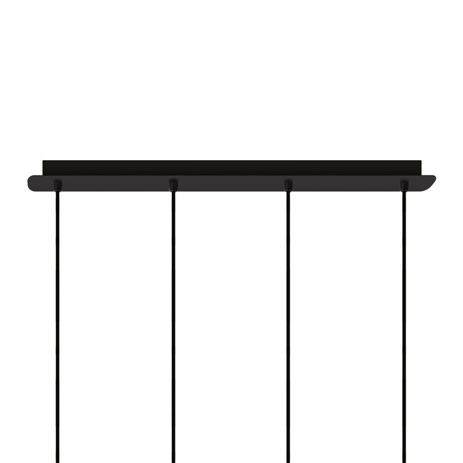 Suspension moderne noire mate avec verre gris fumé 4 lumières - Worth