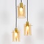 Suspension moderne noire mate et or sable avec verre ambré 3 lumières - Arlington
