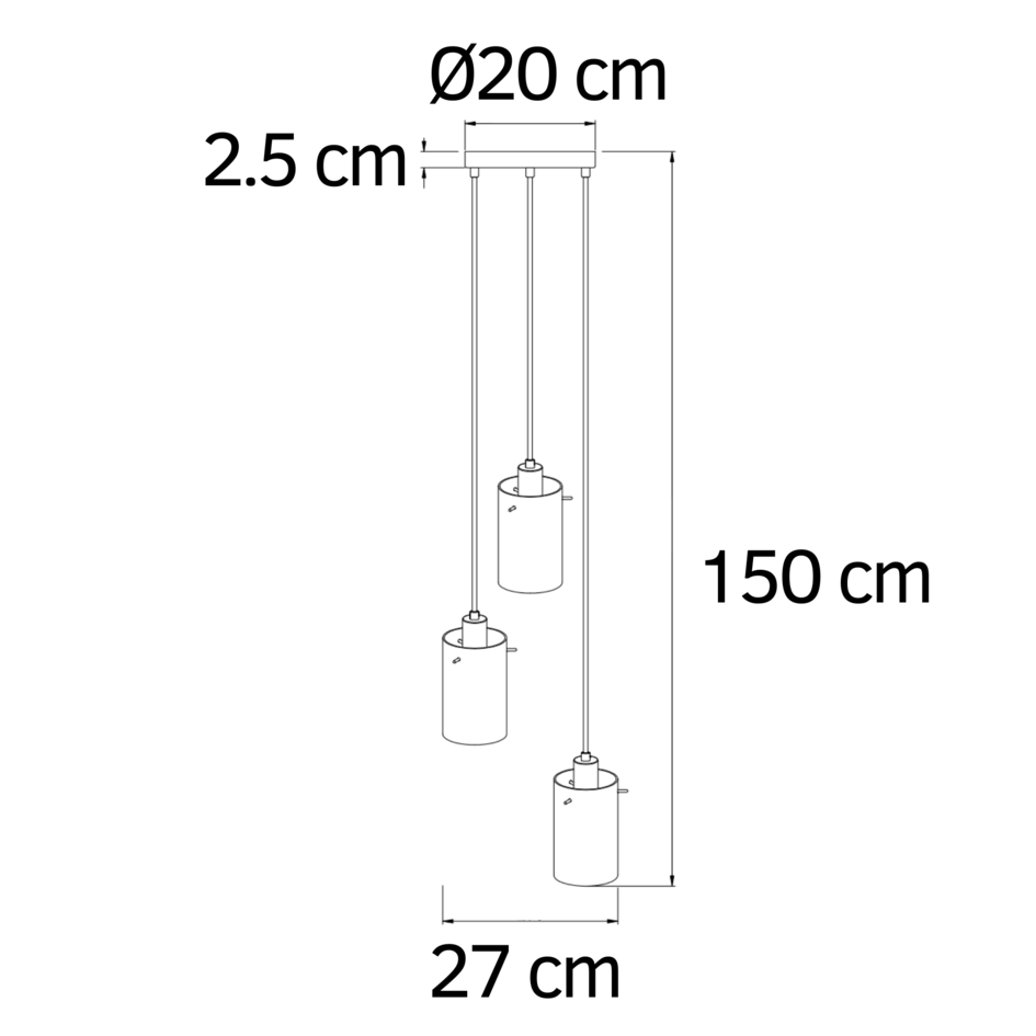 Suspension moderne noire mate avec verre gris fumé 3 lumières - Akron
