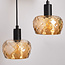 Suspension moderne noire mate avec verre ambré 3 lumières - Scott