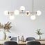 Suspension design 7 lumières Hepta - globes en verre blanc laiteux