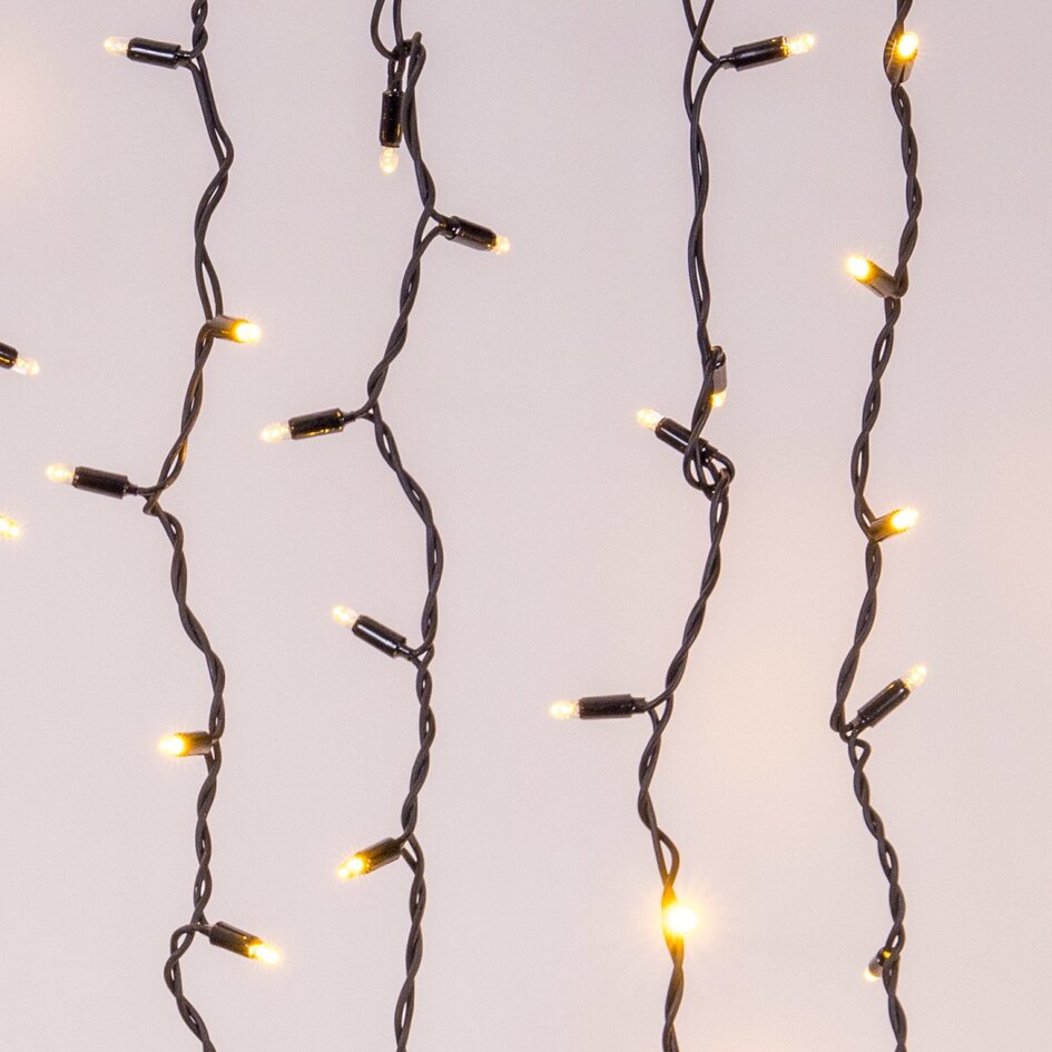 Rideau lumineux connectable | 2m x 1.5m | 300 LEDs | Blanc chaud | Caoutchouc