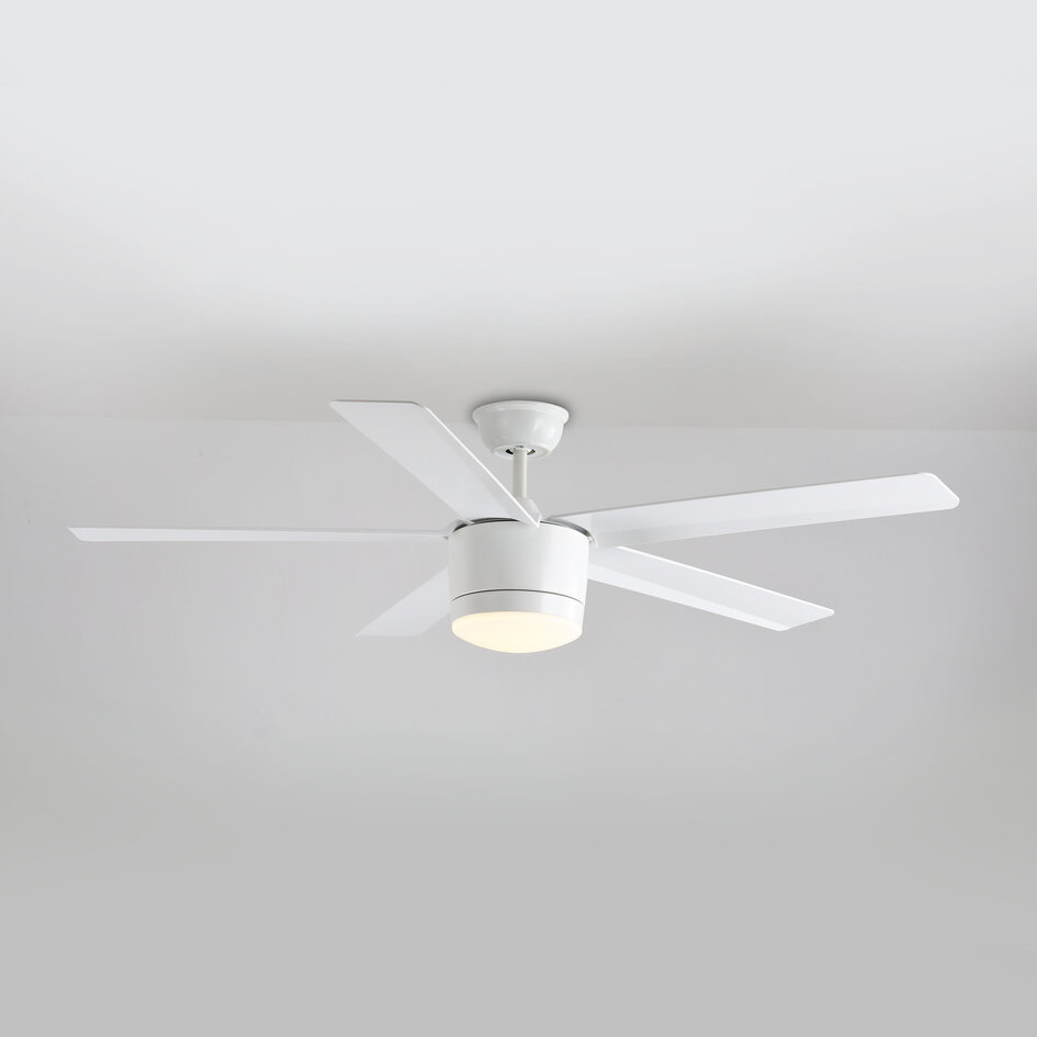 Ventilateur de plafond moderne blanc avec télécommande et LED - Rico
