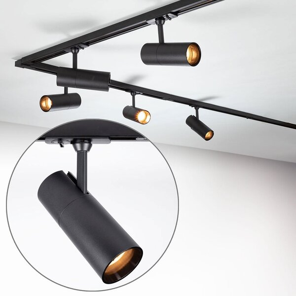 Kit rail monophasé de 3 mètres et spots Liam, noir