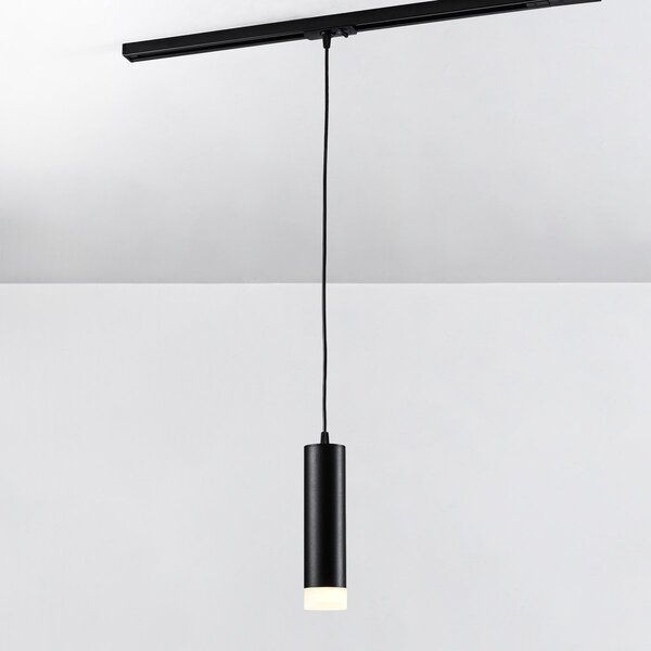 Suspension tube Luke pour rail monophasé, noir à diffuseur mat