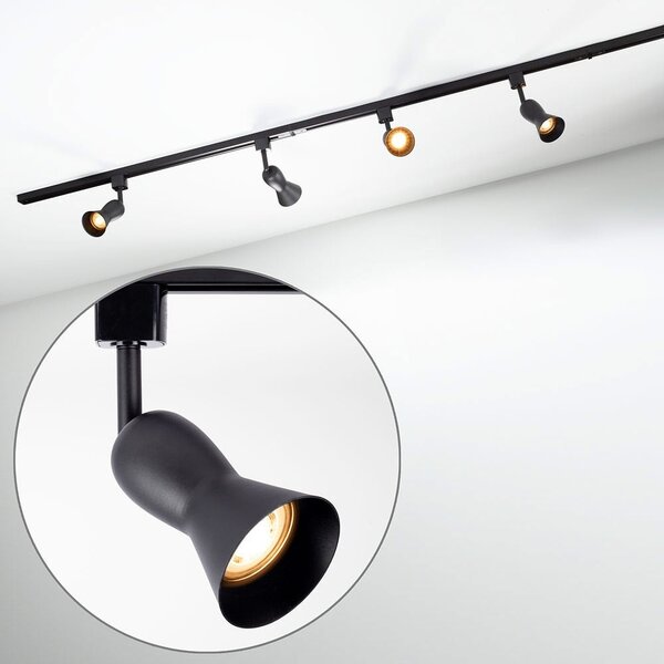 Kit rail monophasé de 1,5 mètre et spots Elle, noir