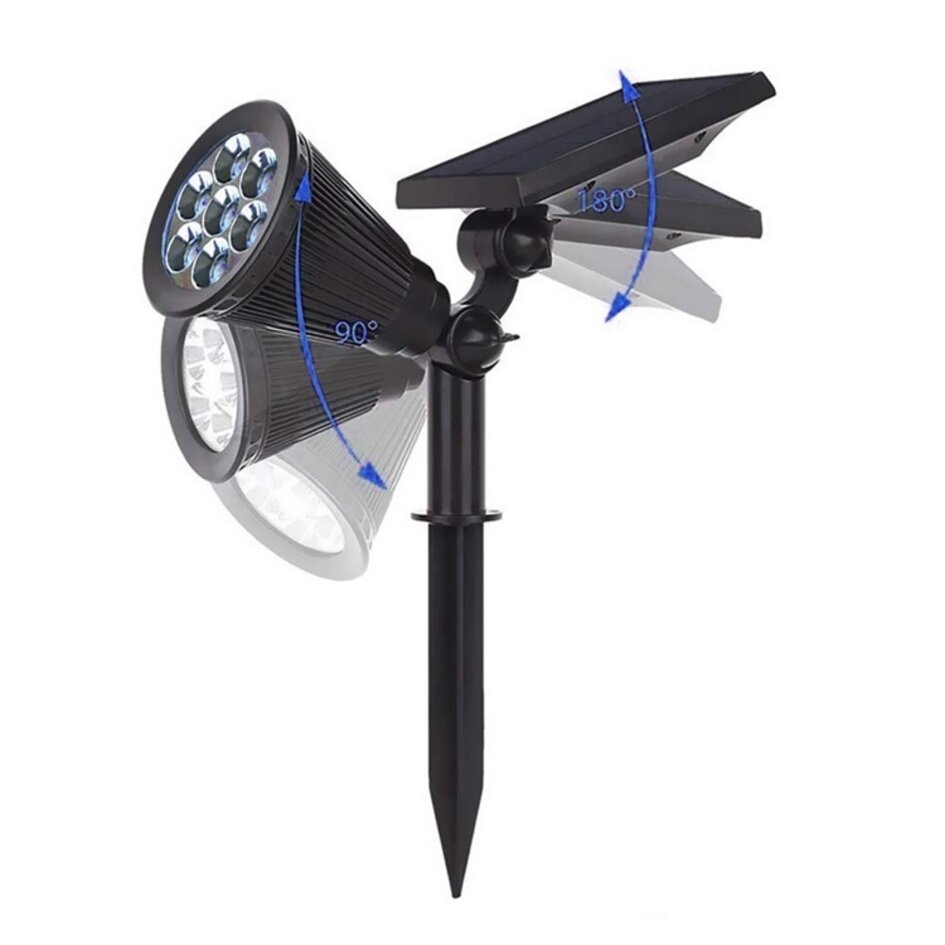 Spot de jardin solaire réglable Zuri RGB et blanc chaud - noir