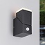 Applique murale extérieure orientable Mila avec détecteur - noire avec LED intégrée