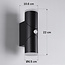 Applique murale extérieure cylindrique Tess avec détecteur - noire
