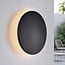 Applique murale extérieure ronde Lune - noire avec LED intégrée