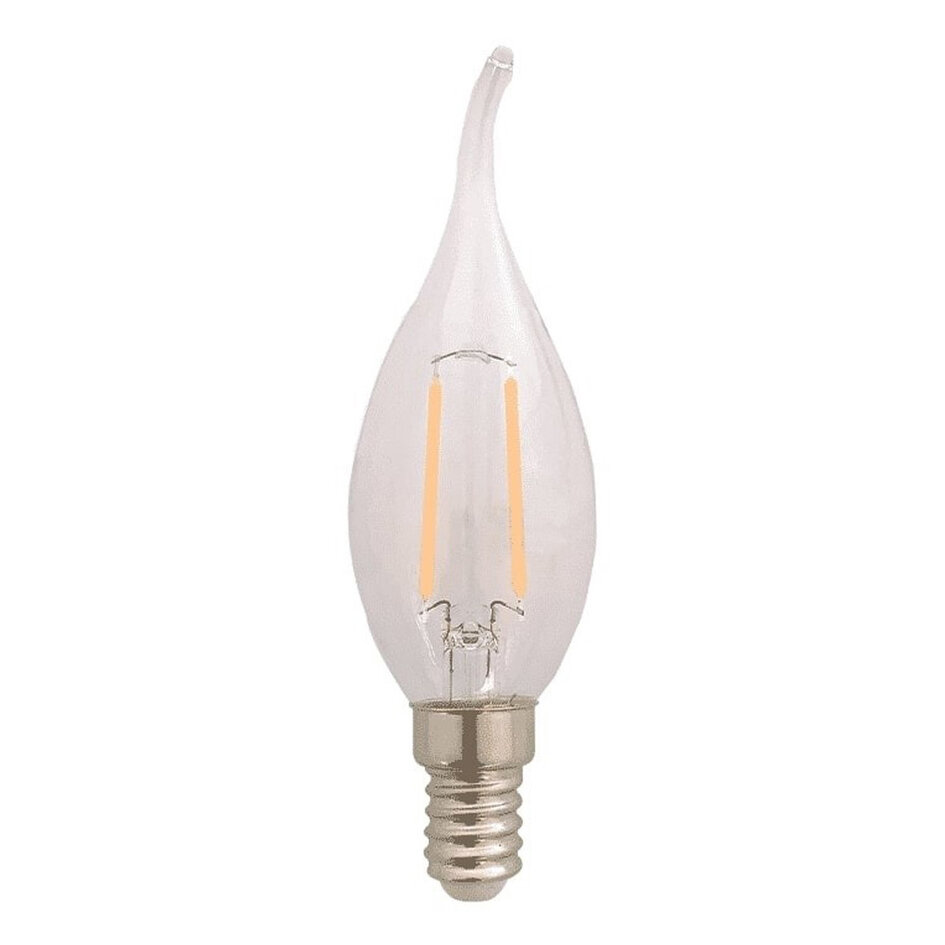 Ampoule flamme filament LED E14 dimmable, verre transparent 1,8 watt