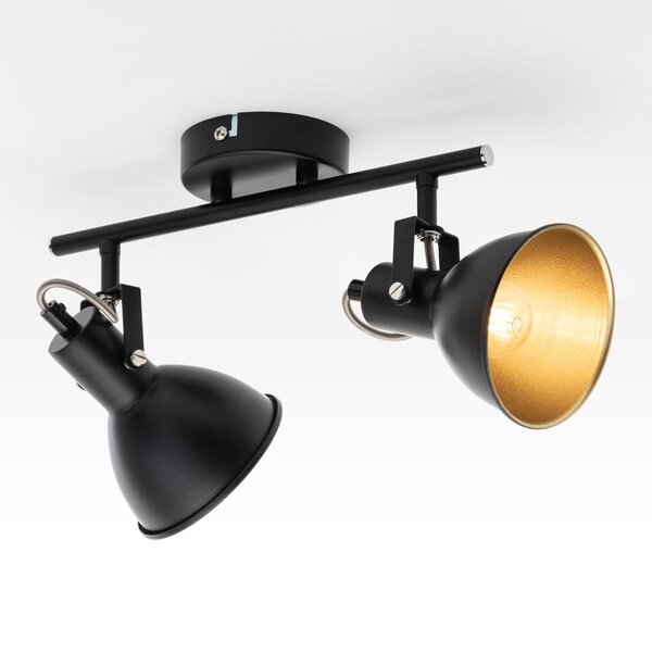 Plafonnier design noir avec or à 2 lumières - Alexandria
