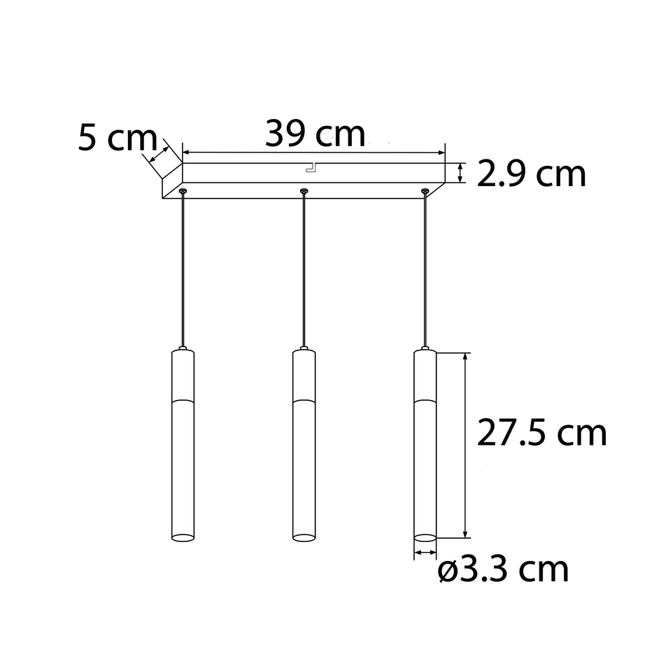 Suspension moderne noire avec LEDs intégrées - Mason