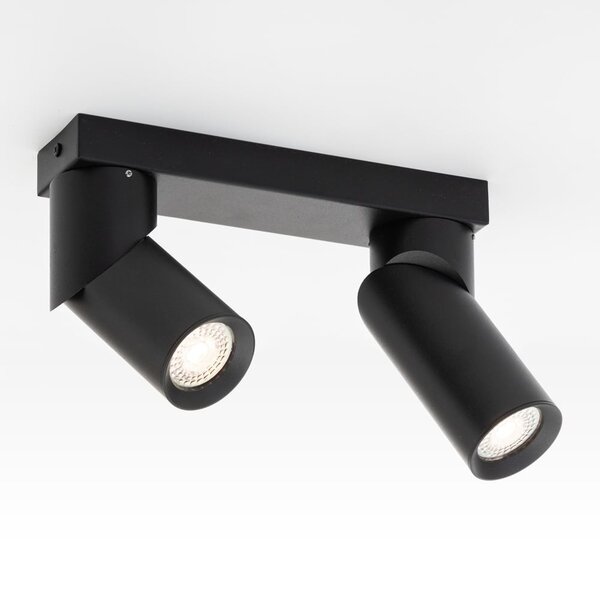 Plafonnier industriel noir avec 2 spots - Libby