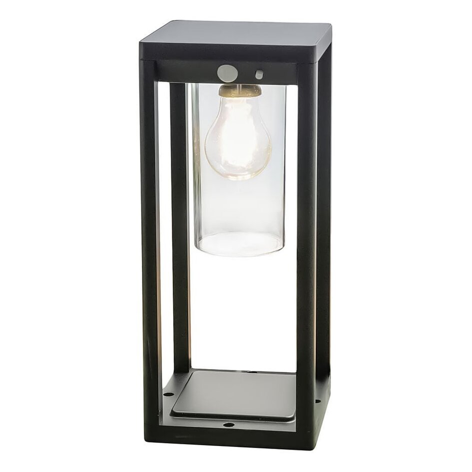 Lampadaire solaire moderne noir avec capteur - Illumina