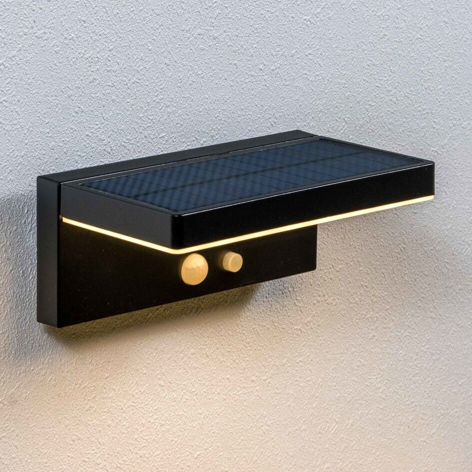 Applique d'extérieur solaire moderne Hendrick à détecteur - noir