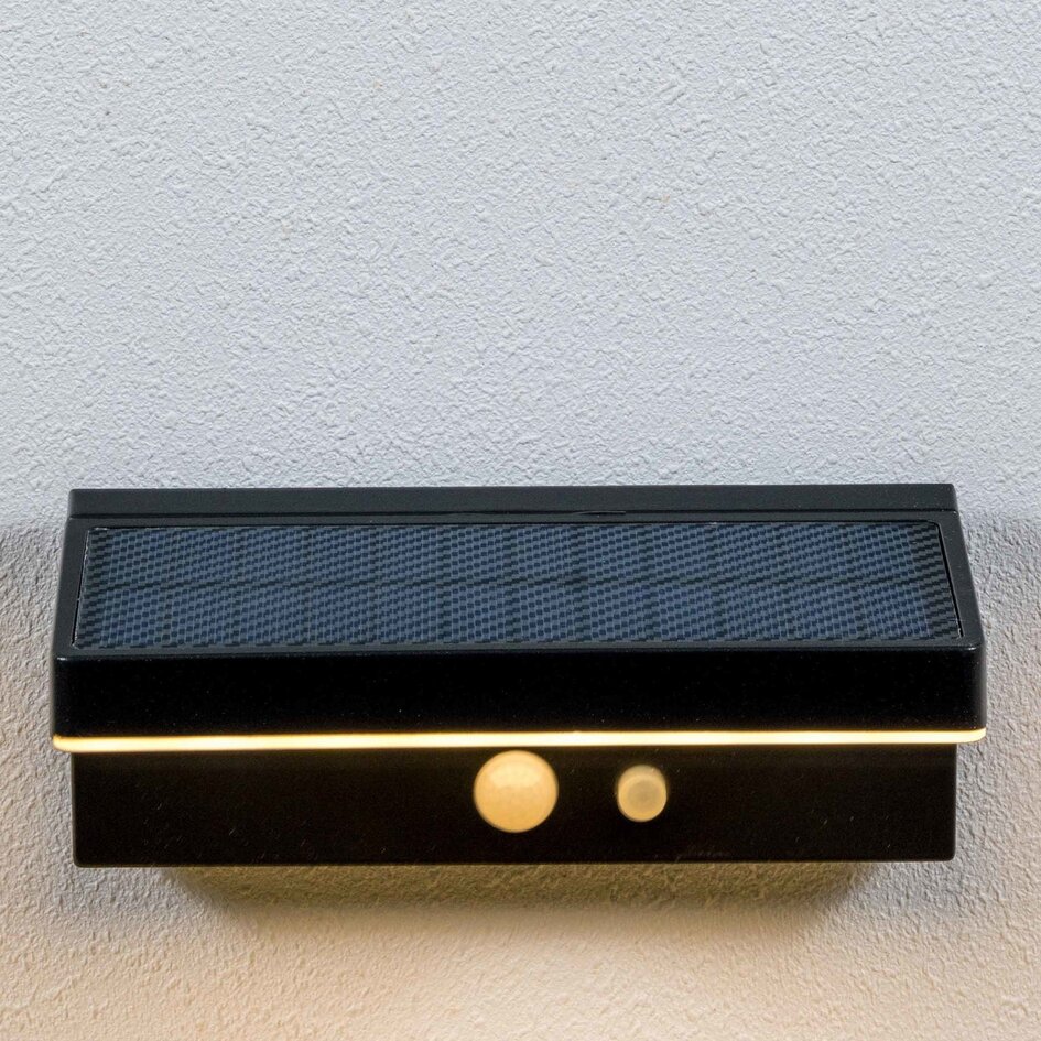 Applique solaire moderne d'extérieur noire avec capteur - Hendrick
