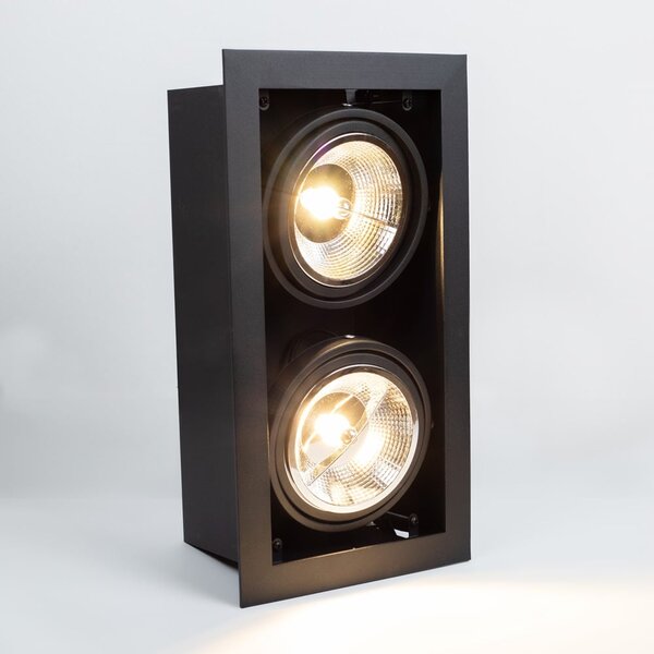 GU10 AR111 spot encastré réglable 2-lumières Jayden - noir GU10 AR111 spot encastré réglable 2-lumières Jayden - noir