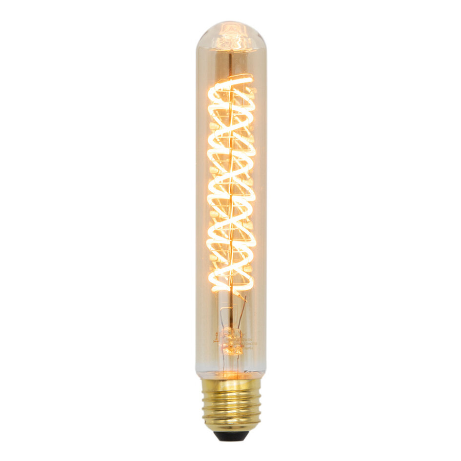 Ampoule tube LED E27 dimmable 4 watts, verre ambré, spirale (1800K)