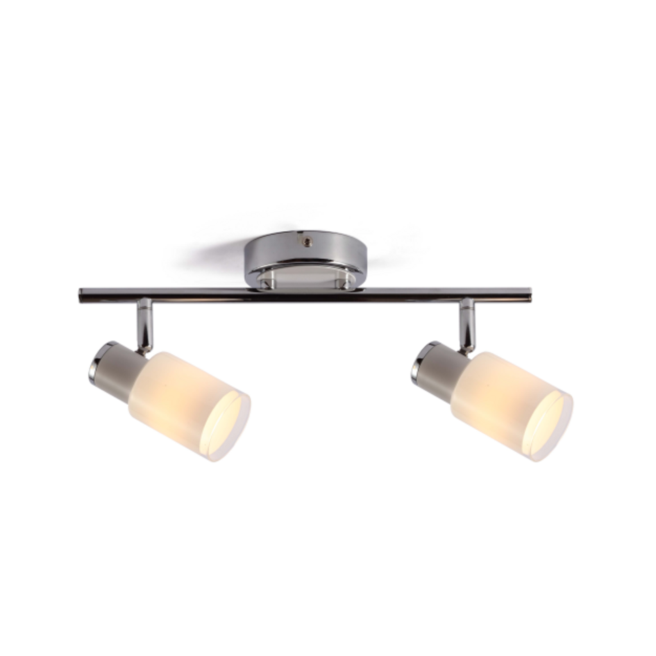 Spot de plafond moderne argenté, 2 lumières - Crystal (prise E14)