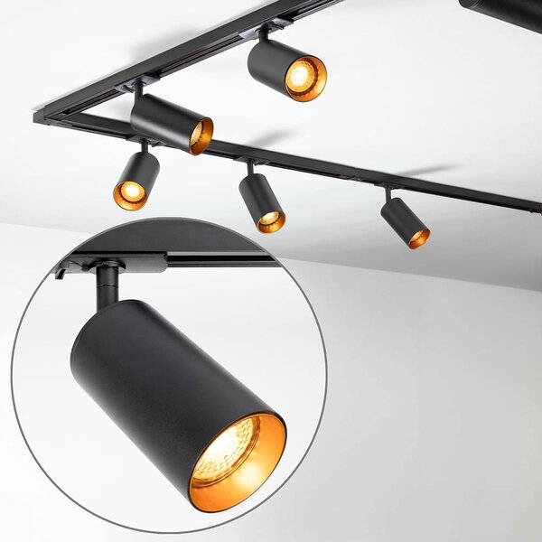 Système moderne de rails monophasés de 3 mètres avec spots Juno - plafonnier