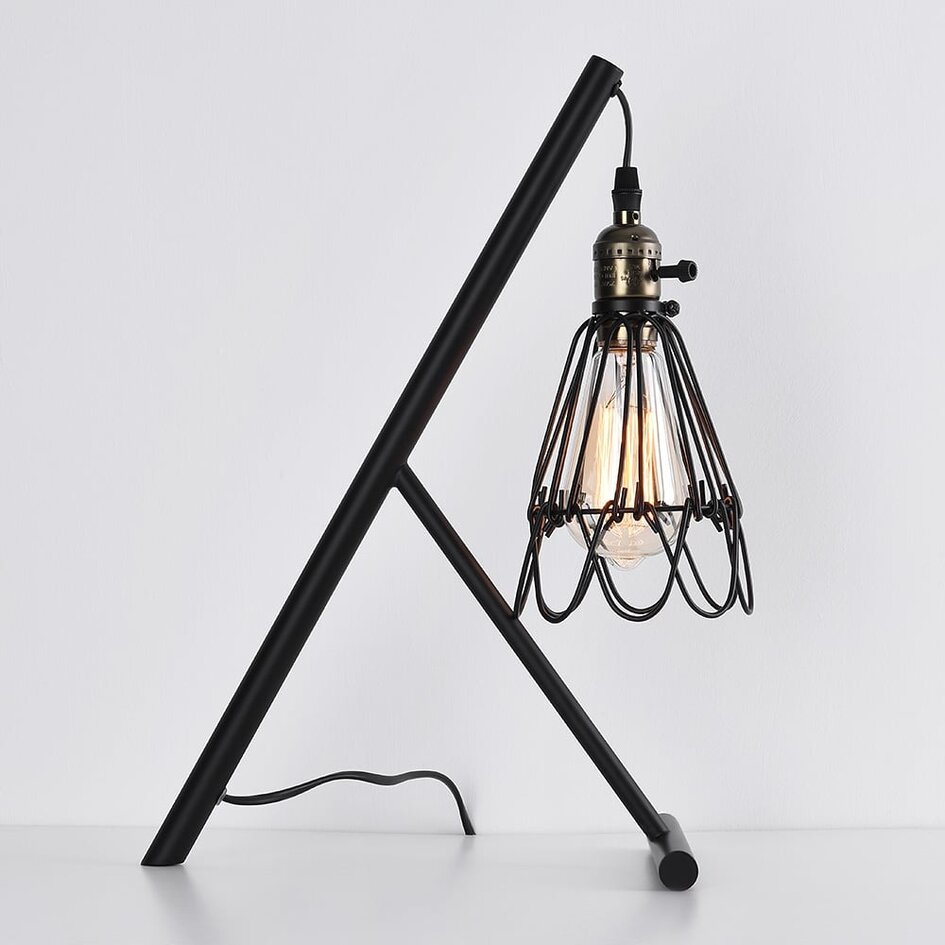 Lampe de table industrielle Marbella réglable, noire et dorée