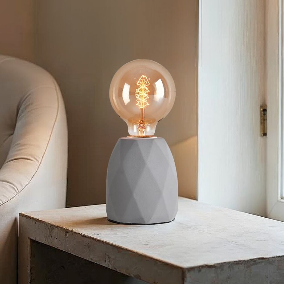 Lampe de table moderne grise avec base en béton - Stockholm