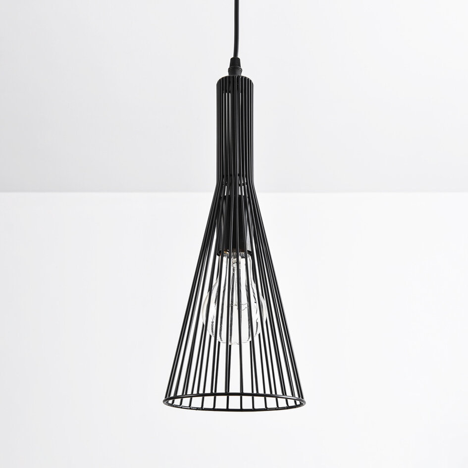 Lampe suspendue industrielle en métal noir - Sofia