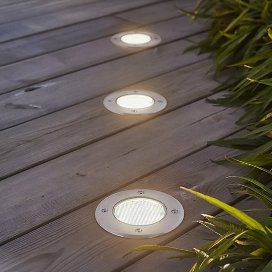 Spot solaire encastré au sol Sunny - argent avec LED intégrée