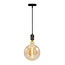 Suspension à cordon industrielle noir brillant incl. ampoule XXXL 8,5W à 10W, verre ambré, 2000 K, Ø200 mm