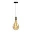Suspension à cordon industrielle argentée incl. ampoule XXL 8,5W à 10W, verre ambré, 2000 K, Ø160 mm