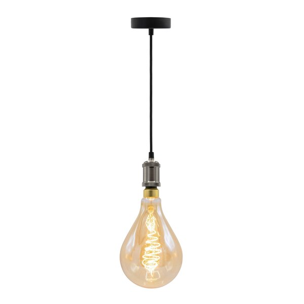 Suspension à cordon moderne argentée incl. ampoule XXL de 8,5W à 10W