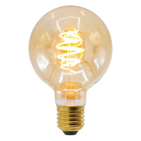 Ampoule filament LED dimmable 5 watts, verre ambré, spirale croissant 95 mm
