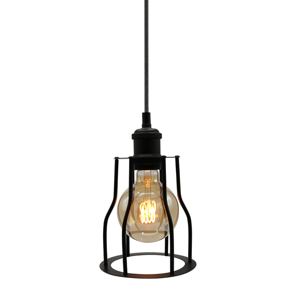 Lampe suspendue Diego avec lampe spirale 5W, verre ambré, 1800K, Ø95