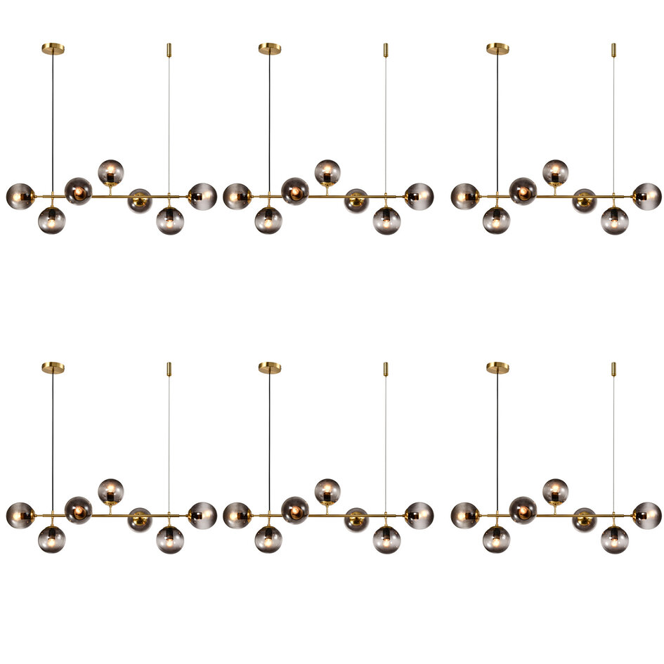 2ème chance : Lampe suspendue design Hepta cadre or avec verre fumé