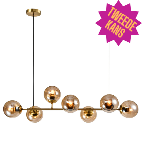 2ème chance : Lampe suspendue design Sette avec boules en verre ambré