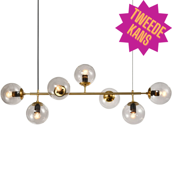 2ème chance : Lampe suspendue design Hepta avec boules en verre transparent