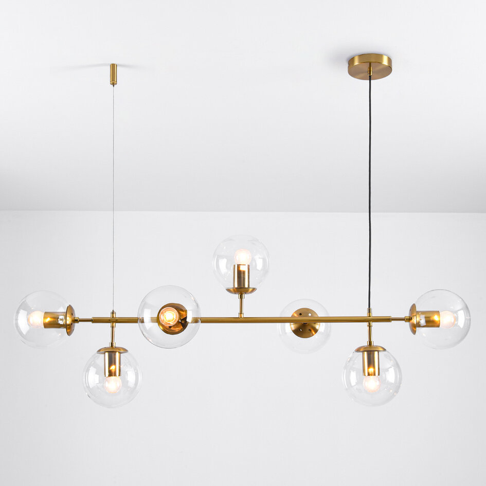 2ème chance : Lampe suspendue design Hepta avec boules en verre transparent