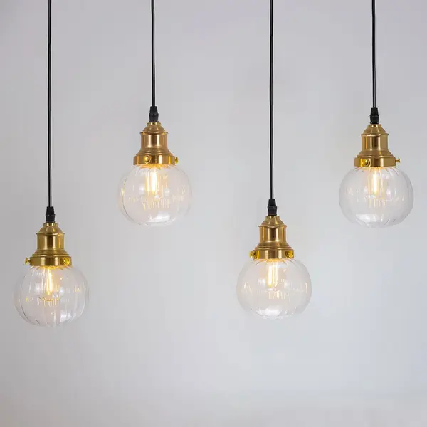 Seconde chance : Suspension art déco 4 lumières Bologna en verre transparent